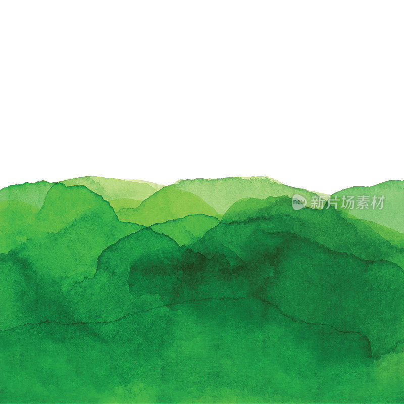 Watercolor Green Waves Background